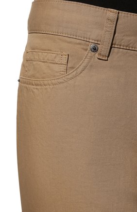 Мужские брюки из хлопка и льна ERMENEGILDO ZEGNA бежевого цвета, арт. UZI37/GAN | Фото 5 (Длина (брюки, джинсы): Стандартные; Случай: Повседневный; Материал внешний: Хлопок; Стили: Кэжуэл)