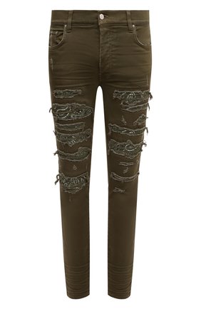 Мужские джинсы AMIRI хаки цвета по цене 154500 руб., арт. PS22MDS061-351 | Фото 1 Мужские джинсы AMIRI хаки цвета, арт. PS22MDS061-351 | Фото 1 (Длина (брюки, джинсы): Стандартные; Материал внешний: Хлопок, Деним; Кросс-КТ: Деним; Силуэт М (брюки): Узкие; Детали: Потертости; Стили: Гранж)