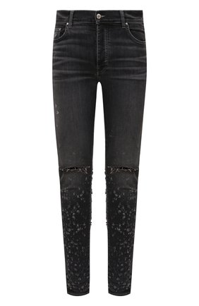 Мужские джинсы AMIRI темно-серого цвета, арт. PS22MDS144-030 | Фото 1 (Длина (брюки, джинсы): Стандартные; Материал внешний: Хлопок, Деним; Кросс-КТ: Деним; Детали: Потертости; Стили: Гранж; Силуэт М (брюки): Узкие)