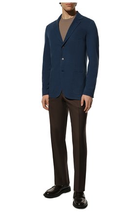 Мужской пиджак из хлопка и шелка LORO PIANA синего цвета по цене 194000 руб., арт. FAE8388 | Фото 2 Мужской пиджак из хлопка и шелка LORO PIANA синего цвета, арт. FAE8388 | Фото 2 (Материал внешний: Шелк, Хлопок; Длина (для топов): Стандартные; Рукава: Длинные; Случай: Повседневный; Пиджаки М: Приталенный; 1-2-бортные: Однобортные; Стили: Кэжуэл)