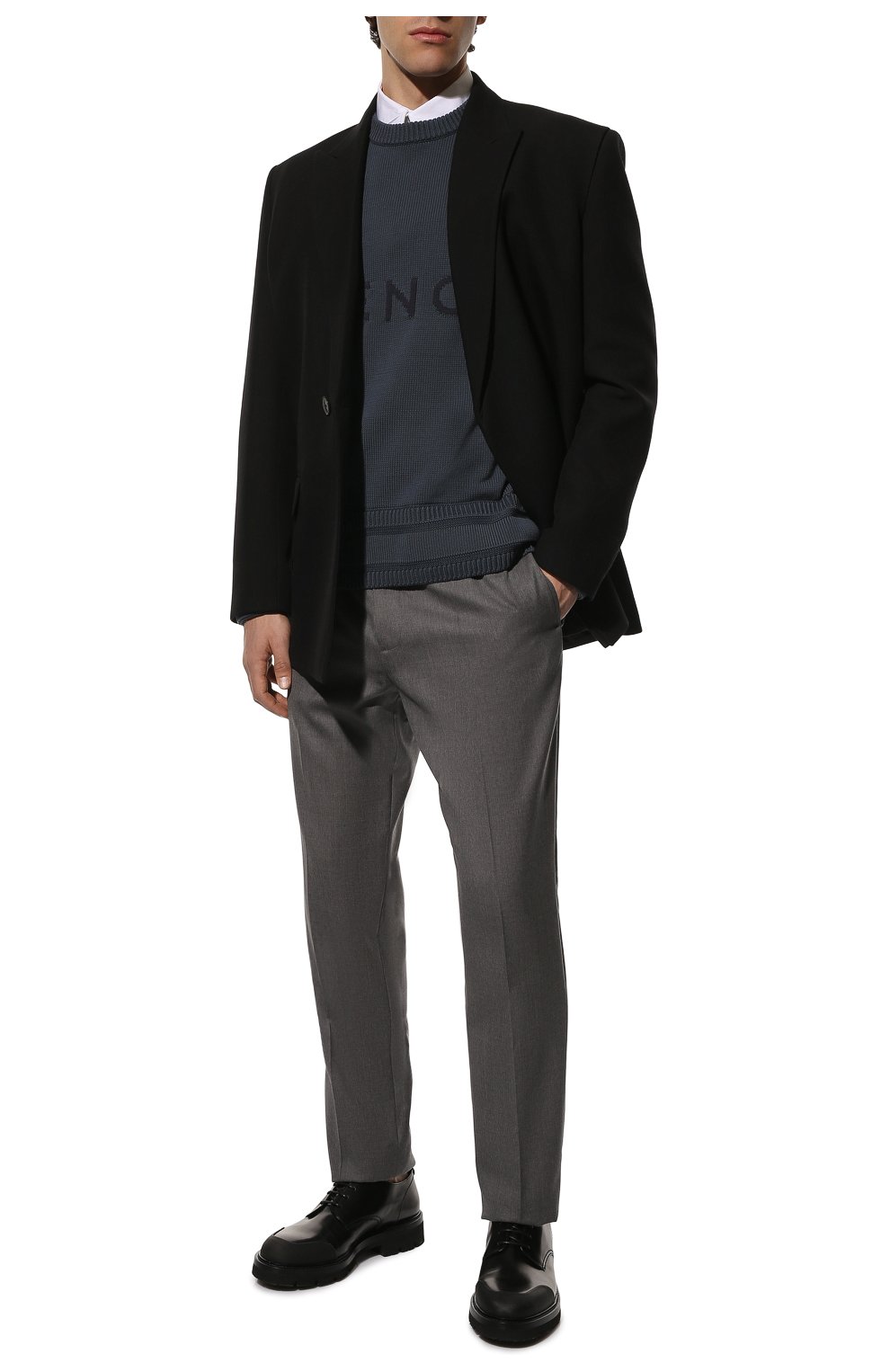 Мужские шерстяные брюки BERLUTI темно-серого цвета, арт. R22TCU72-003 | Фото 2 (Материал внешний: Шерсть; Длина (брюки, джинсы): Стандартные; Случай: Повседневный; Стили: Кэжуэл)