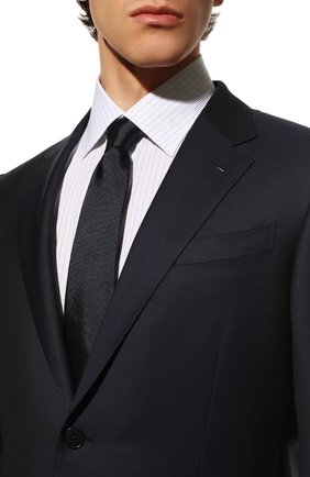 Мужской шелковый галстук LUIGI BORRELLI темно-синего цвета, арт. CR4502048/LC | Фото 2 (Материал: Текстиль, Шелк; Принт: Без принта)