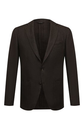 Мужской льняной пиджак LORO PIANA темно-коричневого цвета по цене 224500 руб., арт. FAM1741 | Фото 1 Мужской льняной пиджак LORO PIANA темно-коричневого цвета, арт. FAM1741 | Фото 1 (Материал подклада: Купро; Рукава: Длинные; Материал внешний: Лен; Длина (для топов): Стандартные; Случай: Повседневный; 1-2-бортные: Однобортные; Пиджаки М: Приталенный; Стили: Кэжуэл)