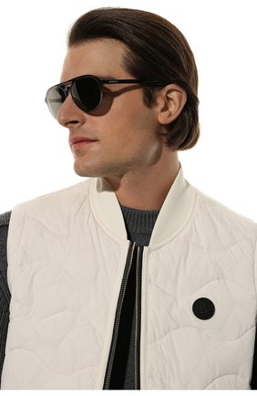 Мужские солнцезащитные очки MONCLER темно-серого цвета, арт. ML 0228 01D 58 с/з очки | Фото 2 (Тип очков: С/з; Кросс-КТ: С/з-мужское; Оптика Гендер: оптика-мужское; Очки форма: Авиаторы)