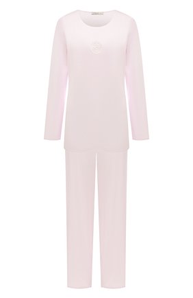 Женская хлопковая пижама LOUIS FERAUD розового цвета, арт. 3883013 | Фото 1 (Длина Ж (юбки, платья, шорты): Мини; Рукава: Длинные; Длина (брюки, джинсы): Стандартные; Материал внешний: Хлопок; Длина (для топов): Стандартные)