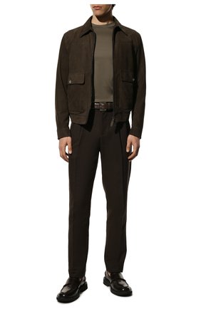 Мужская кожаная куртка BRIONI темно-коричневого цвета, арт. PLAL0L/P1701 | Фото 2 (Рукава: Длинные; Материал внешний: Натуральная кожа; Материал подклада: Купро; Длина (верхняя одежда): Короткие; Мужское Кросс-КТ: Кожа и замша; Кросс-КТ: Куртка; Стили: Кэжуэл)
