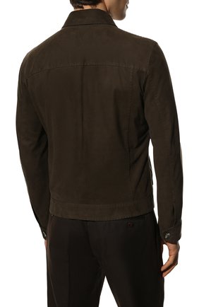 Мужская кожаная куртка BRIONI темно-коричневого цвета, арт. PLAL0L/P1701 | Фото 4 (Кросс-КТ: Куртка; Рукава: Длинные; Материал внешний: Натуральная кожа; Мужское Кросс-КТ: Кожа и замша; Длина (верхняя одежда): Короткие; Материал подклада: Купро; Стили: Кэжуэл)