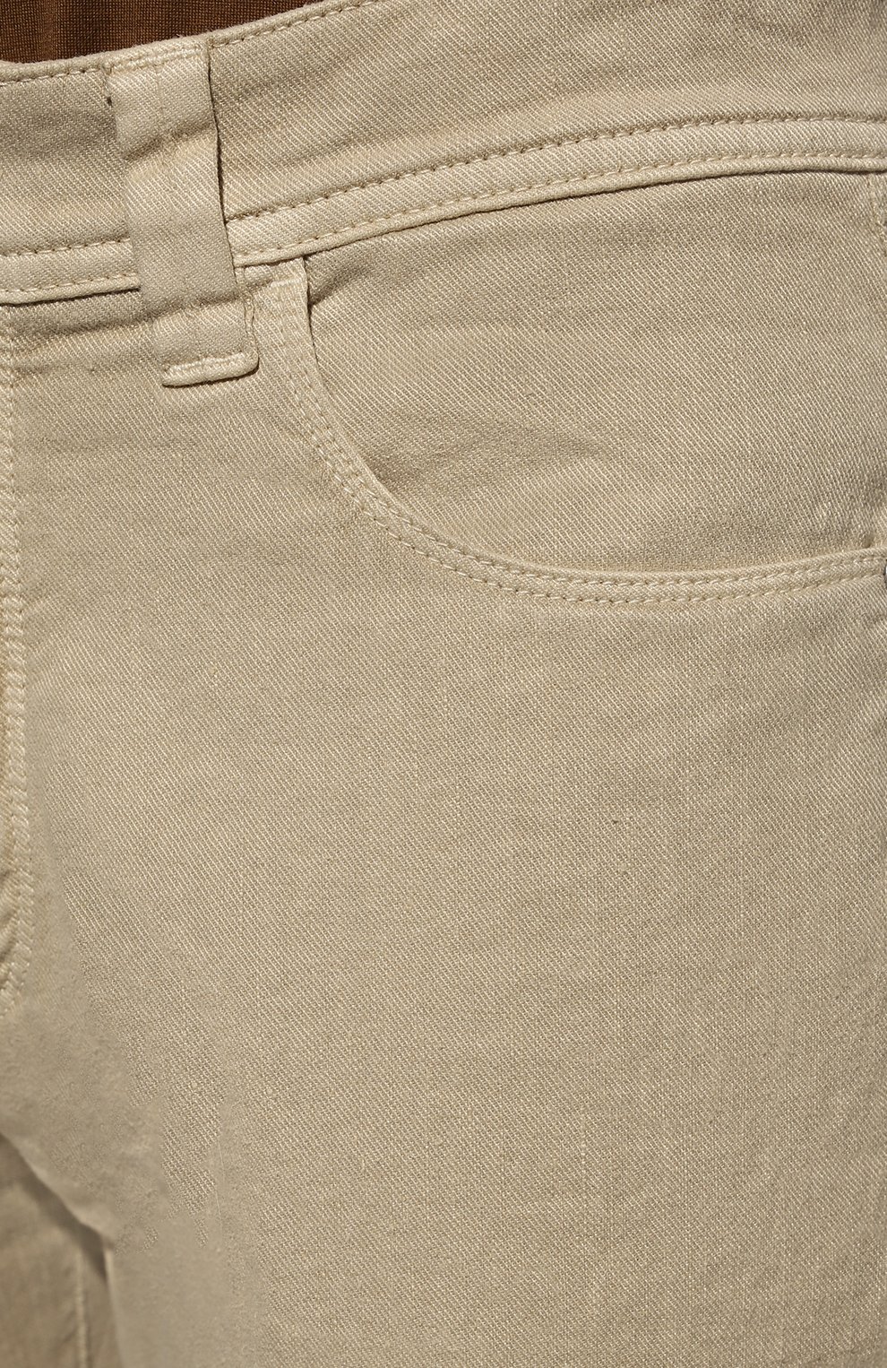 Мужские брюки изо льна и хлопка LORO PIANA светло-бежевого цвета, арт. FAI1646 | Фото 5 (Длина (брюки, джинсы): Стандартные; Случай: Повседневный; Материал внешний: Хлопок, Лен; Стили: Кэжуэл)