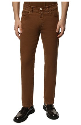 Мужские брюки изо льна и хлопка LORO PIANA коричневого цвета, арт. FAI1646 | Фото 3 (Длина (брюки, джинсы): Стандартные; Случай: Повседневный; Материал внешний: Хлопок, Лен; Стили: Кэжуэл)