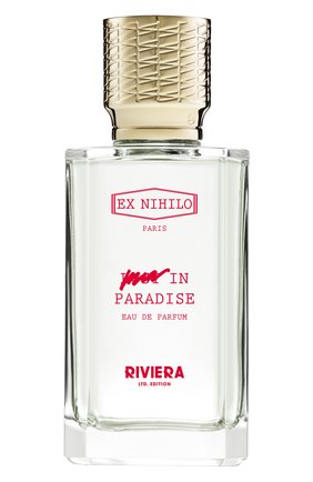 Парфюмерная вода in paradise riviera (100ml) EX NIHILO бесцветного цвета по цене 45000 руб., арт. 3760264094944 | Фото 1 Парфюмерная вода in paradise riviera (100ml) EX NIHILO бесцветного цвета, арт. 3760264094944 | Фото 1 (Тип продукта - парфюмерия: Парфюмерная вода; Ограничения доставки: flammable)