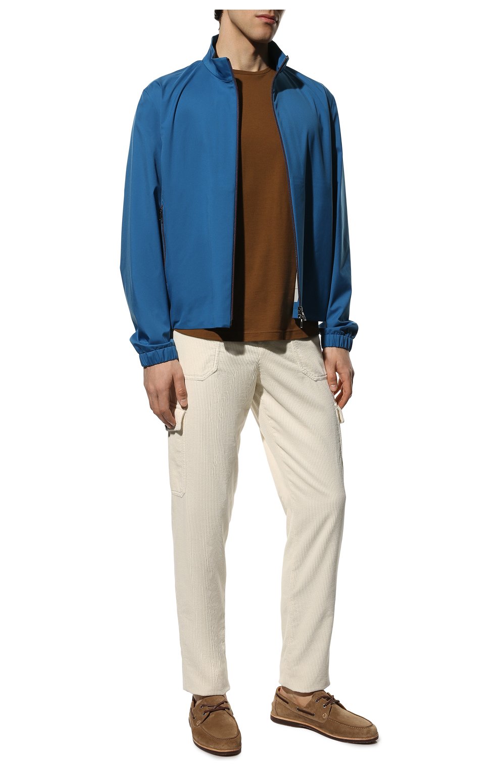 Мужская куртка LORO PIANA синего цвета, арт. FAI5779 | Фото 2 (Кросс-КТ: Куртка, Ветровка; Рукава: Длинные; Материал внешний: Синтетический материал; Длина (верхняя одежда): Короткие; Стили: Кэжуэл)