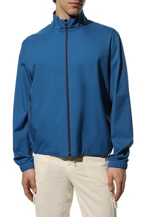 Мужская куртка LORO PIANA синего цвета, арт. FAI5779 | Фото 3 (Кросс-КТ: Куртка, Ветровка; Рукава: Длинные; Материал внешний: Синтетический материал; Длина (верхняя одежда): Короткие; Стили: Кэжуэл)