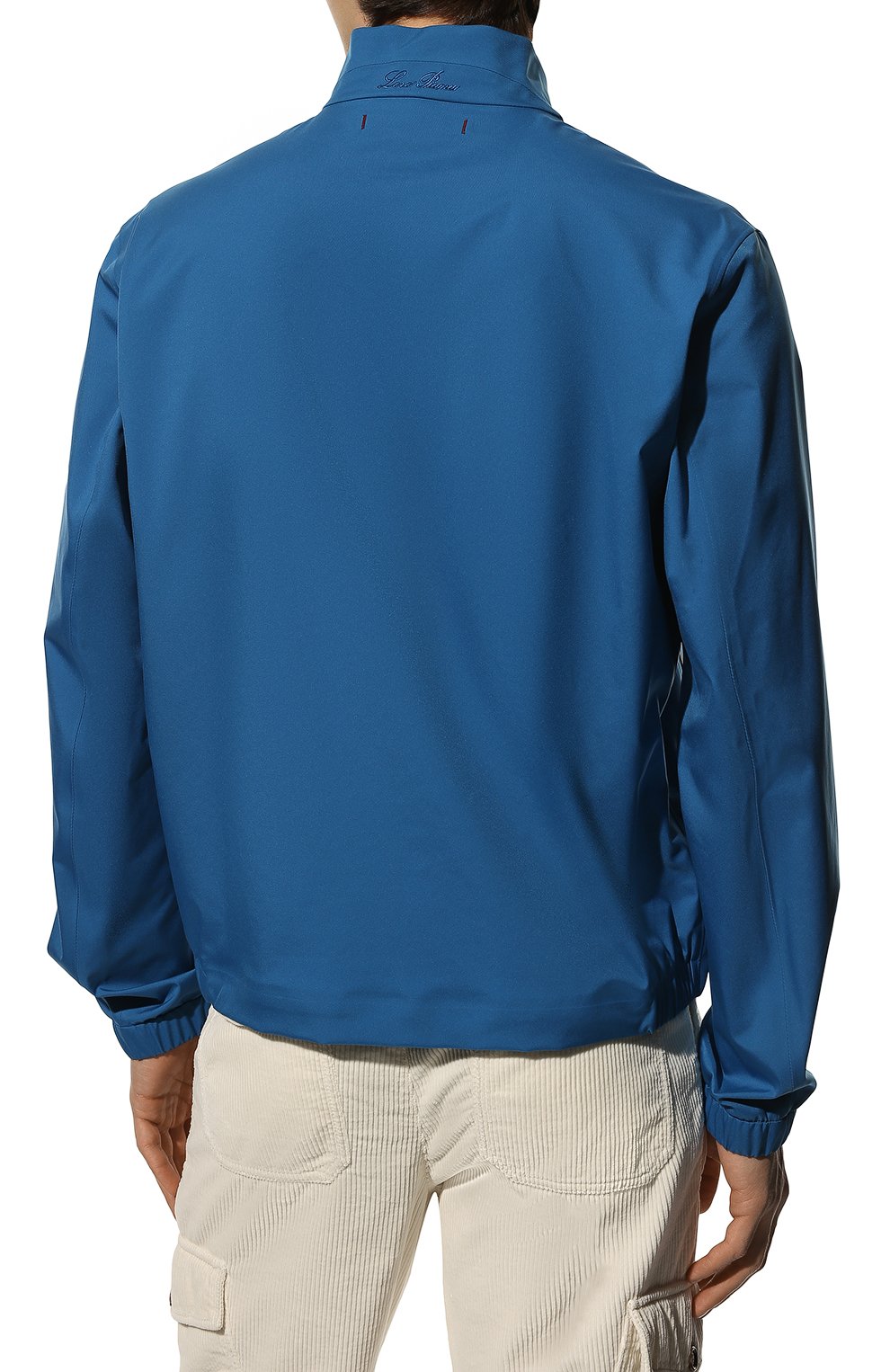 Мужская куртка LORO PIANA синего цвета, арт. FAI5779 | Фото 4 (Кросс-КТ: Куртка, Ветровка; Рукава: Длинные; Материал внешний: Синтетический материал; Длина (верхняя одежда): Короткие; Стили: Кэжуэл)