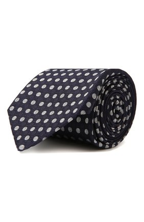 Мужской шелковый галстук LUIGI BORRELLI темно-синего цвета, арт. CR4502032/LR | Фото 1 (Материал: Шелк, Текстиль; Принт: С принтом)