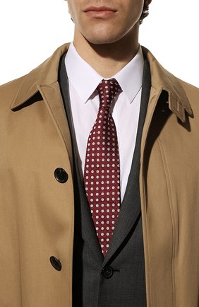 Мужской шелковый галстук LUIGI BORRELLI бордового цвета, арт. CR4502032/LC | Фото 2 (Материал: Текстиль, Шелк; Принт: С принтом)