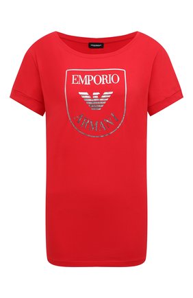 Женская хлопковая футболка EMPORIO ARMANI красного цвета, арт. 164340/2R255 | Фото 1 (Длина (для топов): Стандартные; Материал внешний: Хлопок; Рукава: Короткие; Женское Кросс-КТ: Футболка-белье)
