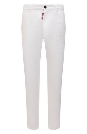 Мужские хлопковые брюки DSQUARED2 белого цвета, арт. S74KB0644/S41794 | Фото 1 (Длина (брюки, джинсы): Стандартные; Материал внешний: Хлопок; Случай: Повседневный; Силуэт М (брюки): Чиносы; Стили: Кэжуэл)