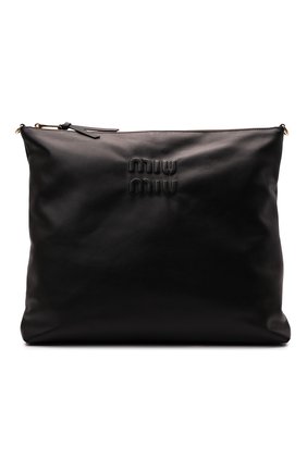 Женский сумка MIU MIU черного цвета, арт. 5BC114-2DDJ-F0002-OOO | Фото 1 (Ремень/цепочка: На ремешке; Размер: large; Материал: Натуральная кожа; Сумки-технические: Сумки-шопперы)