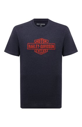 Мужская хлопковая футболка HARLEY-DAVIDSON темно-синего цвета, арт. 96127-22VM | Фото 1 (Материал внешний: Хлопок; Рукава: Короткие; Принт: С принтом; Стили: Панк)