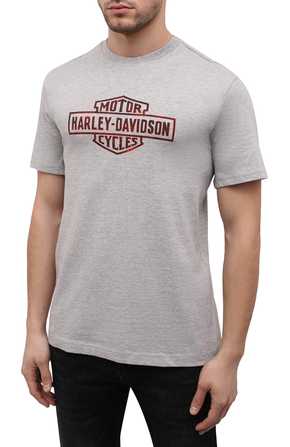 Мужская хлопковая футболка HARLEY-DAVIDSON серого цвета, арт. 96128-22VM | Фото 3 (Рукава: Короткие; Стили: Панк; Принт: С принтом; Материал внешний: Хлопок)