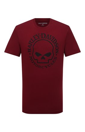 Мужская хлопковая футболка HARLEY-DAVIDSON бордового цвета, арт. 96271-22VM | Фото 1 (Материал внешний: Хлопок; Рукава: Короткие; Принт: С принтом; Стили: Панк)