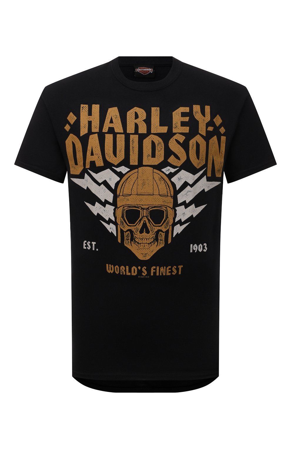 Мужская хлопковая футболка HARLEY-DAVIDSON черного цвета, арт. R004288 | Фото 1 (Рукава: Короткие; Стили: Панк; Принт: С принтом; Материал внешний: Хлопок)
