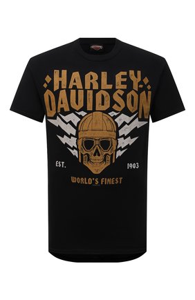 Мужская хлопковая футболка HARLEY-DAVIDSON черного цвета, арт. R004288 | Фото 1 (Материал внешний: Хлопок; Рукава: Короткие; Принт: С принтом; Стили: Панк)