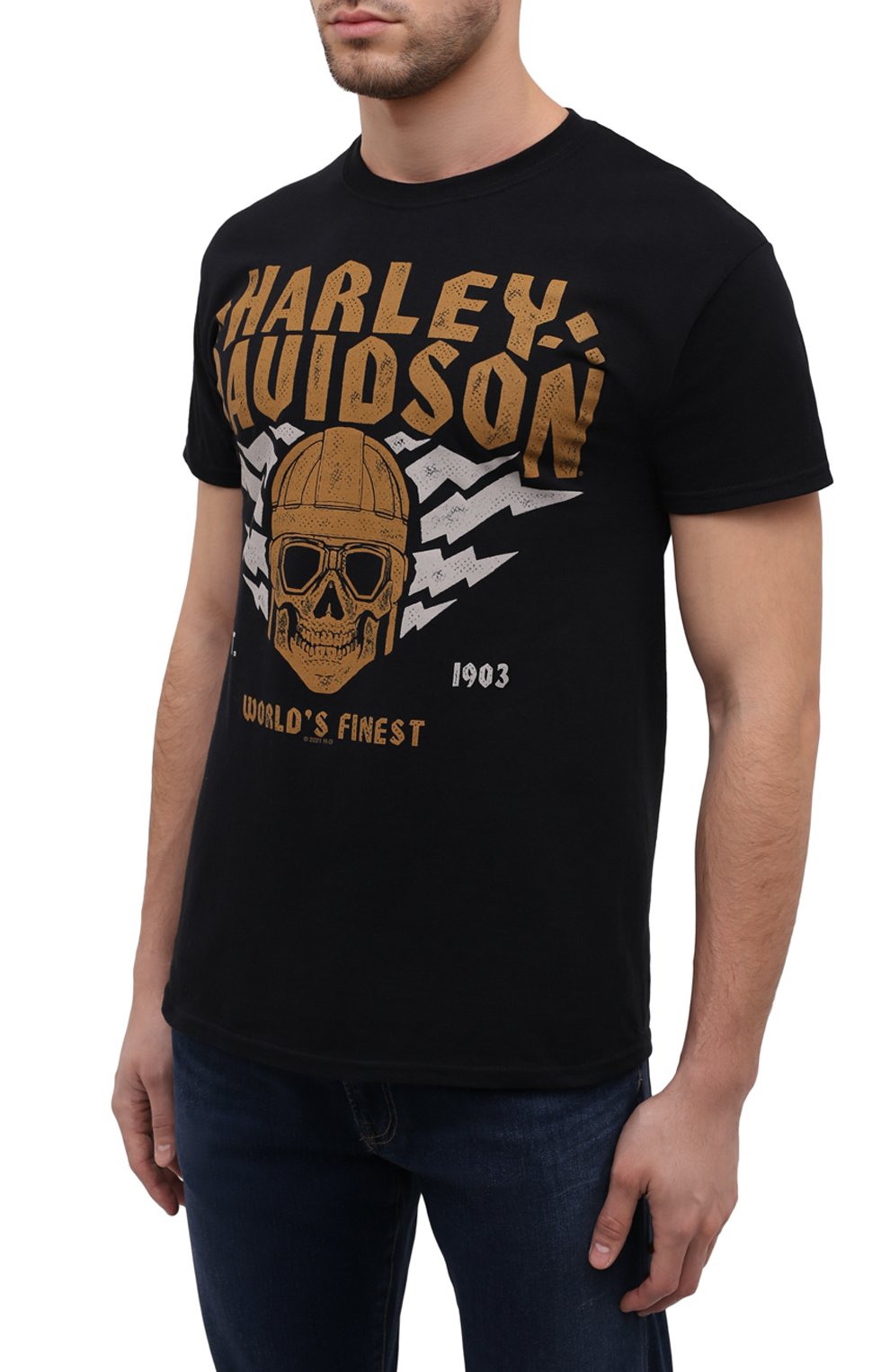Мужская хлопковая футболка HARLEY-DAVIDSON черного цвета, арт. R004288 | Фото 3 (Рукава: Короткие; Стили: Панк; Принт: С принтом; Материал внешний: Хлопок)