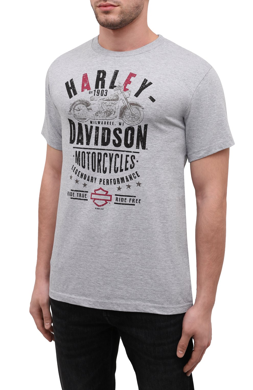 Мужская хлопковая футболка HARLEY-DAVIDSON серого цвета, арт. R004298 | Фото 3 (Рукава: Короткие; Стили: Панк; Принт: С принтом; Материал внешний: Хлопок)