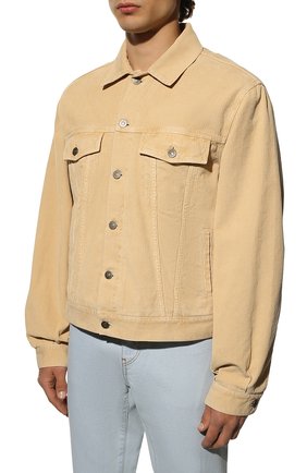 Мужская хлопковая куртка GUCCI бежевого цвета, арт. 683726/XDBV4 | Фото 3 (Кросс-КТ: Куртка, Ветровка; Рукава: Длинные; Материал внешний: Хлопок; Длина (верхняя одежда): Короткие; Материал подклада: Хлопок; Стили: Кэжуэл)