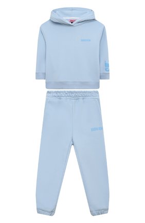 Детская комплект из худи и брюк SASHA KIM голубого цвета, арт. УТ-00000557 | Фото 1 (Материал внешний: Хлопок; Рукава: Длинные; Девочки Кросс-КТ: Костюмы-спорт)