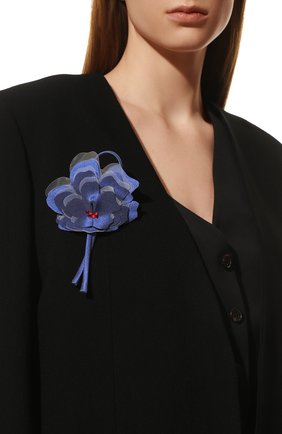 Женская брошь GIORGIO ARMANI синего цвета, арт. 61N450 2R450 | Фото 2 (Материал: Текстиль, Металл)