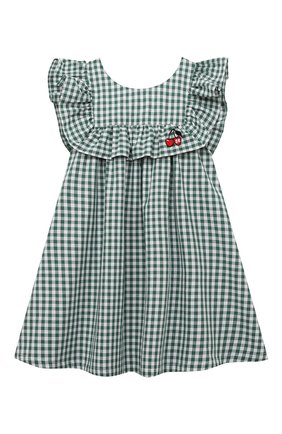 Детское хлопковое платье SONIA RYKIEL ENFANT зеленого цвета, арт. 22S1DR04 | Фото 1 (Рукава: Короткие; Материал внешний: Хлопок)