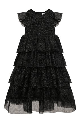 Детское платье SONIA RYKIEL ENFANT черного цвета, арт. 22S1DR11 | Фото 1 (Материал подклада: Хлопок; Рукава: Короткие; Материал внешний: Синтетический материал; Случай: Вечерний)
