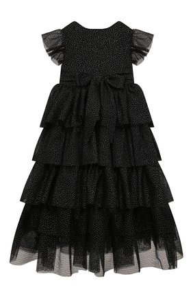 Детское платье SONIA RYKIEL ENFANT черного цвета, арт. 22S1DR11 | Фото 2 (Материал подклада: Хлопок; Рукава: Короткие; Материал внешний: Синтетический материал; Случай: Вечерний)