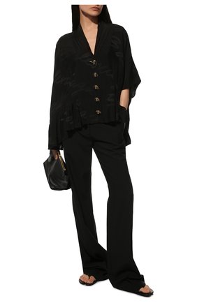 Женская блузка из вискозы BALENCIAGA черного цвета, арт. 675417/TM060 | Фото 2 (Длина (для топов): Стандартные; Материал внешний: Вискоза; Рукава: 3/4; Женское Кросс-КТ: Блуза-одежда; Принт: Без принта; Стили: Кэжуэл)