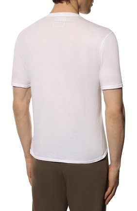 Мужская хлопковая футболка FEDELI белого цвета, арт. 5UEF0113 | Фото 4 (Принт: Без принта; Рукава: Короткие; Длина (для топов): Стандартные; Материал внешний: Хлопок; Стили: Кэжуэл)