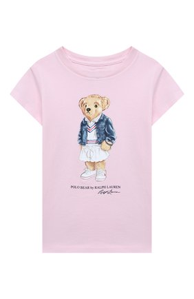 Детский хлопковая футболка POLO RALPH LAUREN розового цвета, арт. 310864141 | Фото 1 (Кросс-КТ НВ: Футболка)