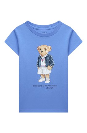 Детский хлопковая футболка POLO RALPH LAUREN голубого цвета, арт. 310864141 | Фото 1 (Кросс-КТ НВ: Футболка)