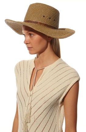 Женская шляпа ERIC JAVITS бежевого цвета, арт. 13978NAT | Фото 2 (Материал: Пластик, Синтетический материал, Текстиль)