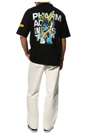 Мужская хлопковая футболка PHARMACY INDUSTRY черного цвета, арт. PHM536A | Фото 2 (Материал внешний: Хлопок; Длина (для топов): Стандартные; Принт: С принтом; Стили: Гранж; Рукава: Короткие)