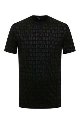 Мужская хлопковая футболка BALMAIN черного цвета, арт. BRM305280 | Фото 1 (Материал внешний: Хлопок; Рукава: Короткие; Длина (для топов): Стандартные; Кросс-КТ: домашняя одежда)