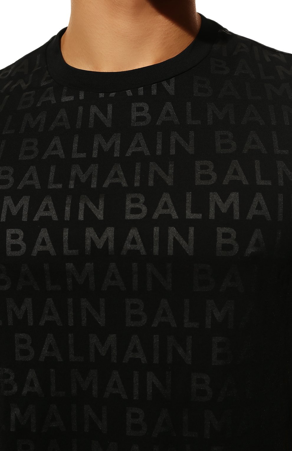 Мужская хлопковая футболка BALMAIN черного цвета, арт. BRM305280 | Фото 5 (Кросс-КТ: домашняя одежда; Рукава: Короткие; Длина (для топов): Стандартные; Материал внешний: Хлопок)