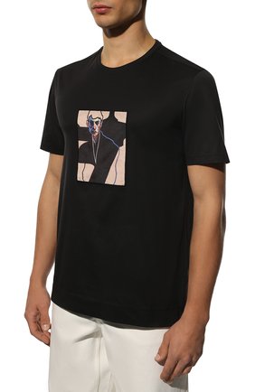 Мужская хлопковая футболка LIMITATO темно-синего цвета, арт. H0MME/54 T-SHIRT | Фото 3 (Рукава: Короткие; Длина (для топов): Стандартные; Стили: Гранж; Принт: С принтом; Материал внешний: Хлопок)