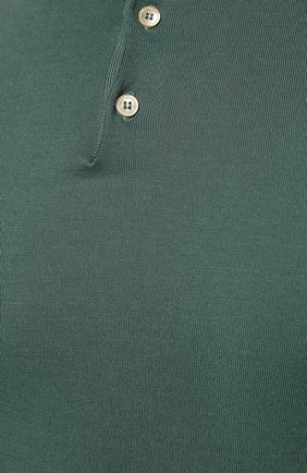 Мужское хлопковое поло FEDELI зеленого цвета, арт. 5UED5911 | Фото 5 (Застежка: Пуговицы; Рукава: Длинные; Длина (для топов): Стандартные; Кросс-КТ: Трикотаж; Материал внешний: Хлопок; Стили: Кэжуэл)