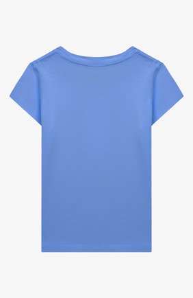 Детская хлопковая футболка POLO RALPH LAUREN голубого цвета, арт. 311864141 | Фото 2 (Материал внешний: Хлопок; Рукава: Короткие; Девочки Кросс-КТ: футболка-одежда)