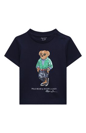 Детский хлопковая футболка POLO RALPH LAUREN темно-синего цвета, арт. 320865681 | Фото 1 (Кросс-КТ НВ: Футболка)