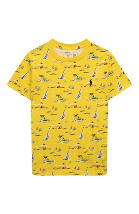 Детская хлопковая футболка POLO RALPH LAUREN желтого цвета, арт. 321861441 | Фото 1 (Материал внешний: Хлопок; Рукава: Короткие; Мальчики Кросс-КТ: Футболка-одежда)