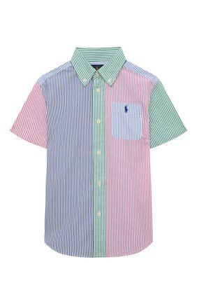 Детская хлопковая рубашка POLO RALPH LAUREN разноцветного цвета, арт. 321865276 | Фото 1 (Материал внешний: Хлопок; Рукава: Короткие; Случай: Повседневный)