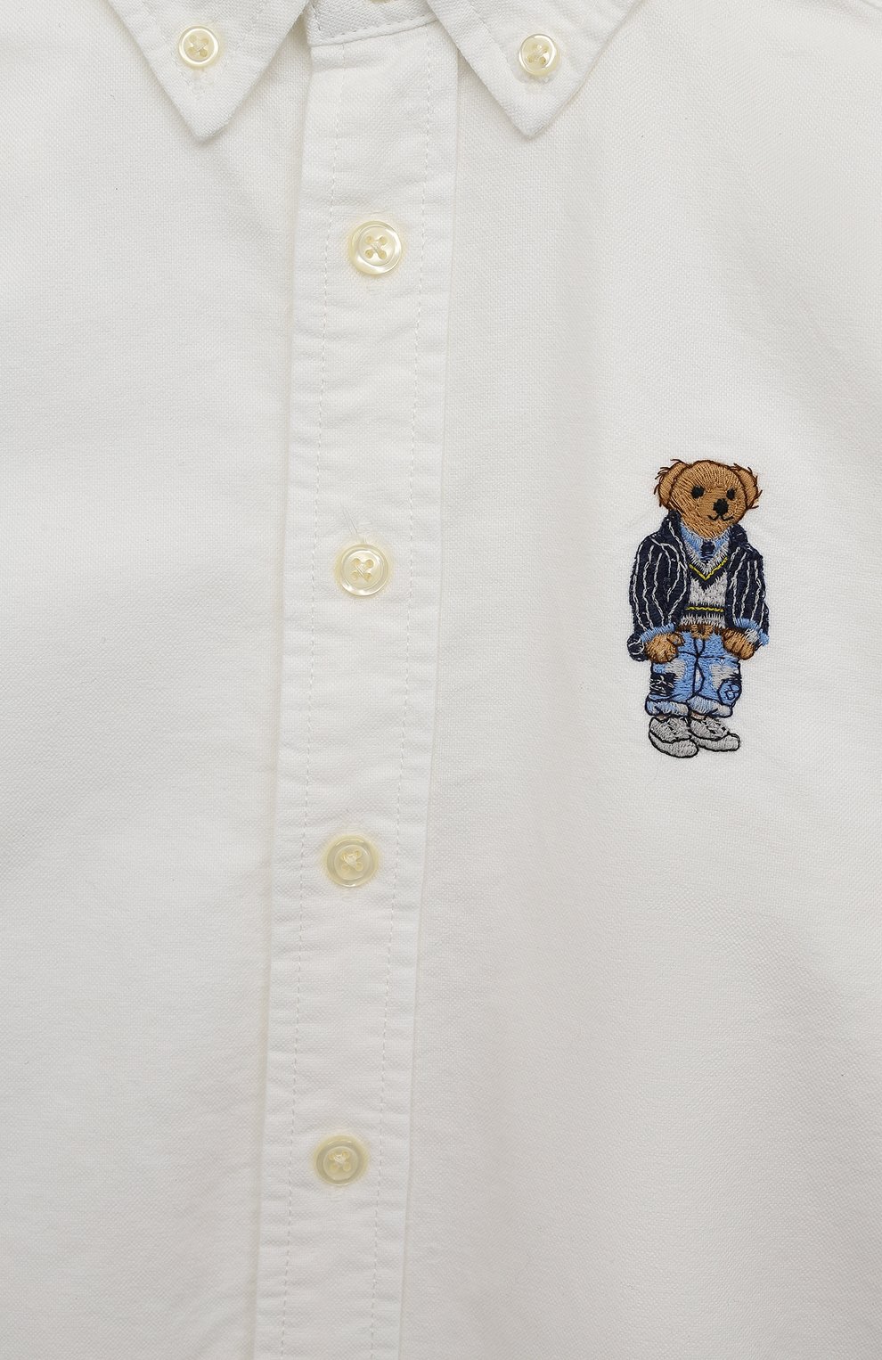 Детская хлопковая рубашка POLO RALPH LAUREN белого цвета, арт. 322865267 | Фото 3 (Рукава: Длинные; Материал внешний: Хлопок; Стили: Классический; Ростовка одежда: 5 лет | 110 см, 6 лет | 116 см, 7 лет | 122 см)